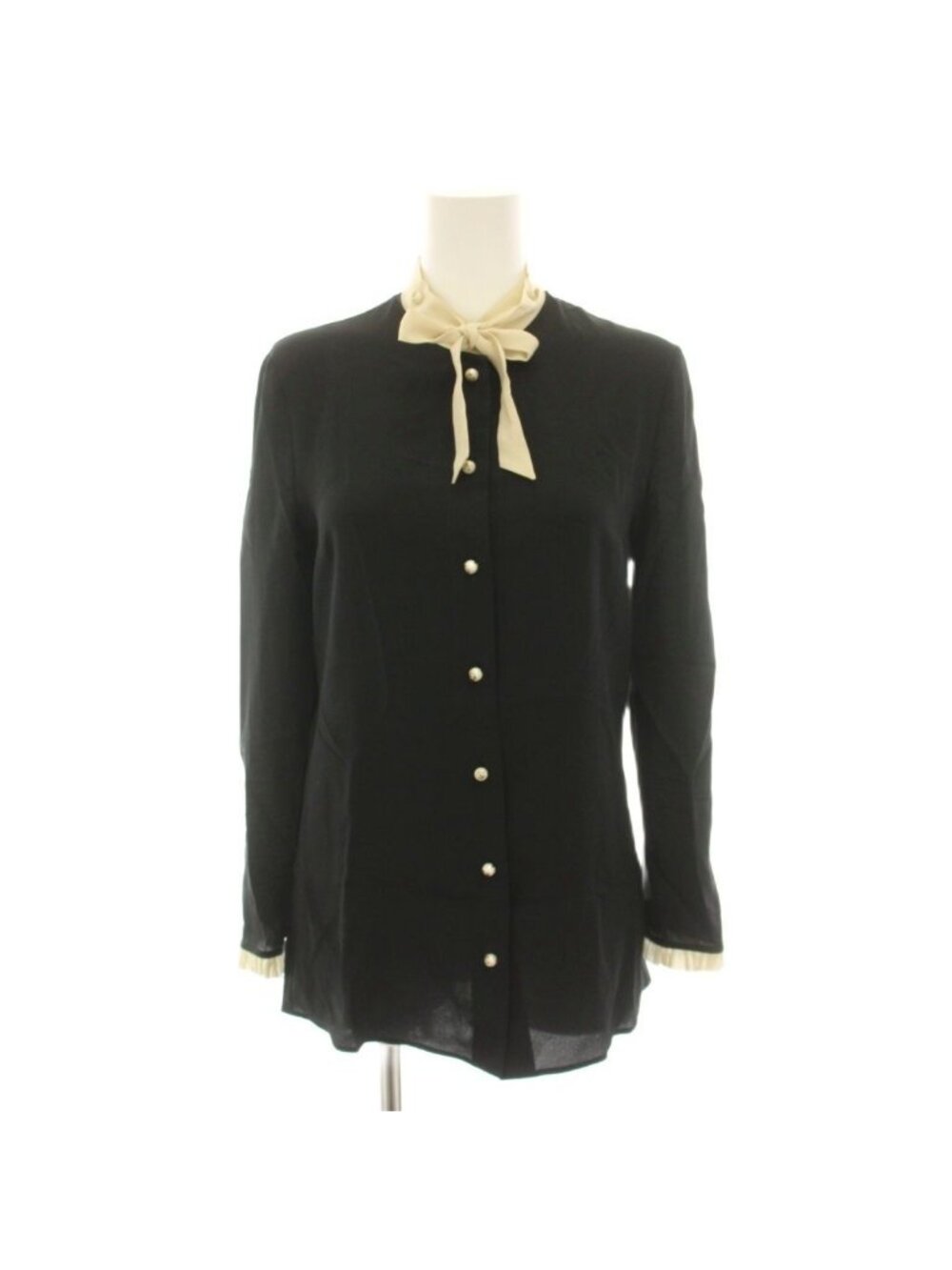 Gucci Silk Blouse Shirt Long Sleeve Bow Tie Interlocking G Button